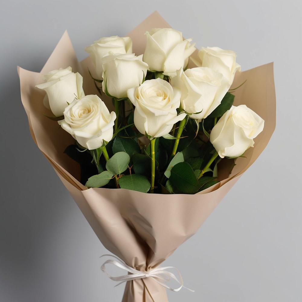 Букет 9 Белых роз Эдлесс Лав в Часовне