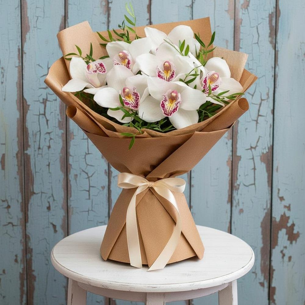 Букет цветов из: Орхидеи и Розы в Часовне