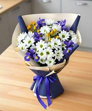 Букет цветов из:  Розы, Ирисы и Хризантемы #REPLACE_PRED# Часовне