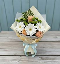Букет цветов из:  Герберы, Розы и Хризантемы #REPLACE_PRED# Часовне