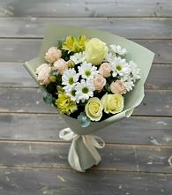 Букет цветов из:  Альстромерии, Розы и Хризантемы в Часовне